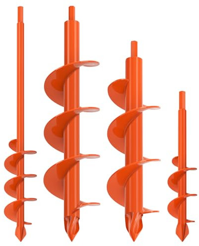4Pcs Multi Purposes Auger Drill Bit Set for Planting Hole 1.6 X 9 & 2 X 16 & 3 X 12 & 3.5 X 16 inch Auger Bit for Post Hole Digger Tool for Beach Umbrella Holes, Fence Posts