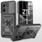 MQERYBV hülle für ZTE Blade A34 / ZTE Blade A54 Handyhülle Kameraschutz Slide Camera mit Glasfolie Schutzfolie, 360 Grad Drehbar Metall Ring Fallschutz Handy Hüllen Outdoor Schutzhülle Cover Schwarz