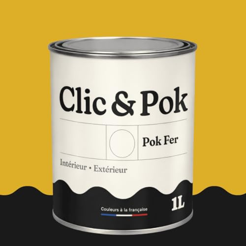 POK Peinture Fer Antirouille – Métal Extérieur Intérieur, Satinée, Protection Rouille - 1L - RAL 1012 Jaune citron