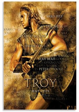 sdnkbro Poster, Motiv: Troy Brad Pitt, antikes griechisches Filmposter, dekorative Malerei, Leinwand, Wandposter und Kunstdruck, moderne Familienschlafzimmer-Dekoration, Poster, 40 x 60 cm