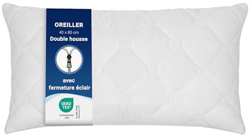 ZOLLNER Kopfkissen - Made in Europe – Polyesterfüllung - Bezug aus hochwertigem Mischgewebe - waschbar bis 60°C - 40x80 cm - Hotelqualität