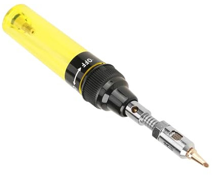 Cordless Butane Gas Blow Torch Soldering Iron Gun Welding Pen Tool 1300℃ Portable Pocket Sized with Adjustable Temperature for Soldering Electronics Instruments Circuits (Yellow)
