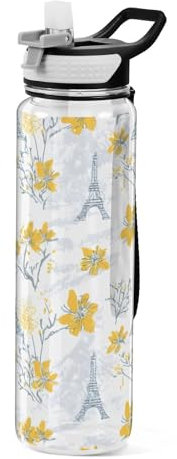 Paris – Gourde de sport 1 L anti-fuite en plastique Tritan sans BPA pour l'école, le bureau, la gym, le cyclisme