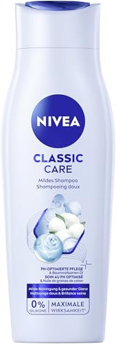 NIVEA Classic Care Shampoo (250 ml), pflegendes Haarshampoo mit Baumwollsamen-Öl, besonders mild reinigendes Pflegeshampoo für gesunden Glanz