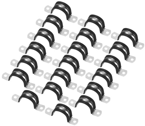 M METERXITY 20-Pcs Serre-Câbles, 1-1/4 Pouce/32 Mm 304 Acier Inoxydable Caoutchouc Coussiné Isolé Serre-Câble Forme U Support Métallique Pour Tube/Fil/Tuyau/Boucle Installation