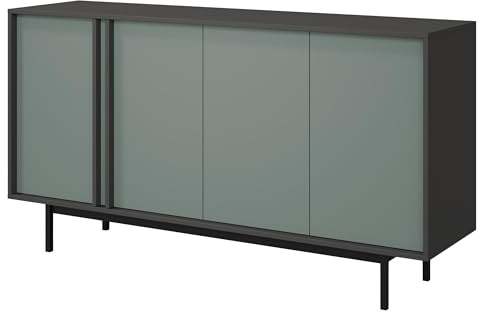 Mirjan24 Türkommode Agova 4D WK06 - Kommode mit 4 Türen und 4 Einlegeböden, Highboard, Anrichte, Sideboard, Mehrzweckschrank, Wohnzimmerschrank (Anthrazit/Aloe)
