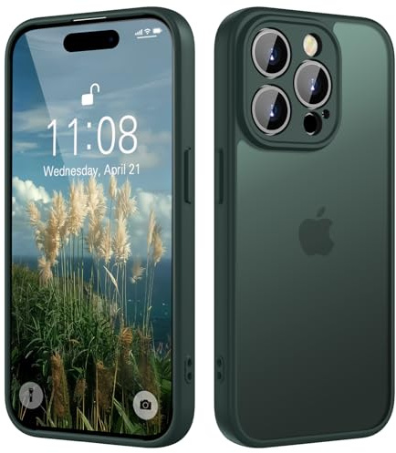 KPPIT for iPhone 14 Pro case,Shockproof Military Grade Drop Protection, Frosted Translucent Back iPhone 14 Pro Phone case,Green