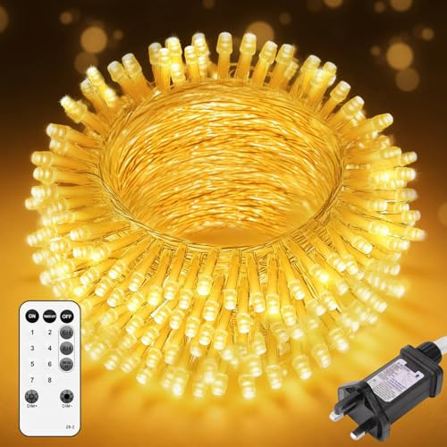40M 400 LED Fairy Lights Plug in, Warm White String Lights with Remote, 8 Modes 3 Timers 4 Brightness, IP44 Waterproof Mains Powered Indoor Outdoor Christmas Fairy Lights for Bedroom Garden Decor