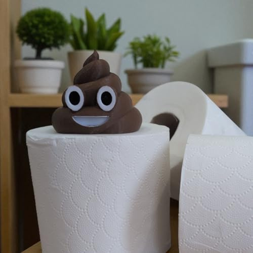 Mr Pooh Toilet Roll Topper – Funny Emoji Bathroom Decoration – Freestanding 3D Printed Display Figure – Matte Brown – Fits Standard Rolls – Whimsical Gag Gift