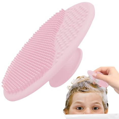 Baby Shower Brush - Shampoo Scrubber, Cradle Cap Comb | Soft Silicone Washing Tool, Suction Cup Grip with Massage Function for Toddler Hair Scalp Grooming and Routine Care