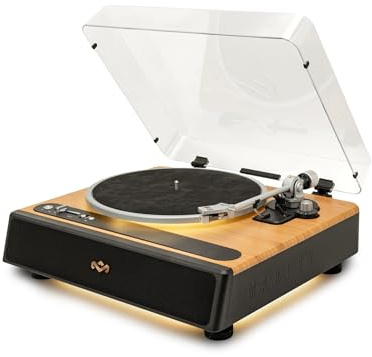 House of Marley Soul Rebel Bluetooth Turntable - Vinyl Record Player | Sustainably Crafted, Built-in Speakers, Audio-Technica Cartridge, LED Light, Metal Platter, Built-In Pre-Amp