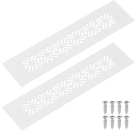 QUARKZMAN 2 Piezas De Rejilla De Ventilación 200 X 50 Mm / 7.9 X 2 Blanco | De Aleación De Aluminio, Rejilla De Ventilación Rectangular, Con Tornillos De Montaje, Para Puerta Armario Ropero
