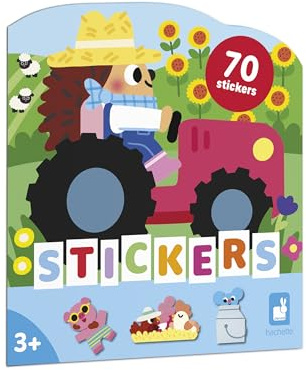 Janod – Stickeralbum Ab 18 Monaten – Thema Bauernhof – 12 Seiten zum Verzieren – 8 Seiten mit wiederverwendbaren Stickern – Kreatives Hobby für Kinder – Förderung der Feinmotorik und Konzentration