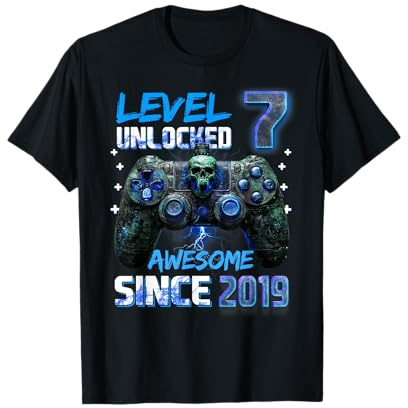 Level 7 Unlocked Funny Video Gamer 7th Birthday T-Shirt