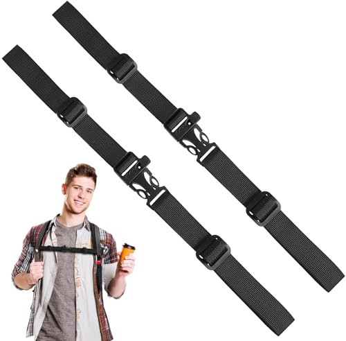 WJIAAA Verstellbarer Brustgurt Rucksack, 2 Stück Brustgurt Schnellverschluss Rucksackgurt Robustes Nylon Gurtband Mit Schnalle für Schulranzen Reisen Wandern