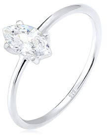 Elli Ring Damen Verlobung Marquise mit Zirkonia Steinen Stein in 925 Sterling Silber