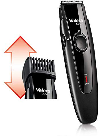 Valera, X-Cut 642.02, Regolabarba Professionale, Lame 32 mm in Acciaio Inox, 30 Lunghezze di Taglio da 0.5 a 15 mm, Funzionamento Cordless o con Alimentatore, Cavo USB Incluso, 100-240 V, Swiss Made