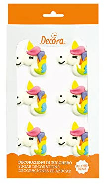 Decora 0500409 Lot de 6 Licornes en Sucre