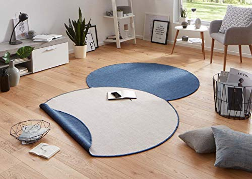Bougari Indoor & Outdoor Reversible Rug Miami Blue Cream Round Diameter 140 cm