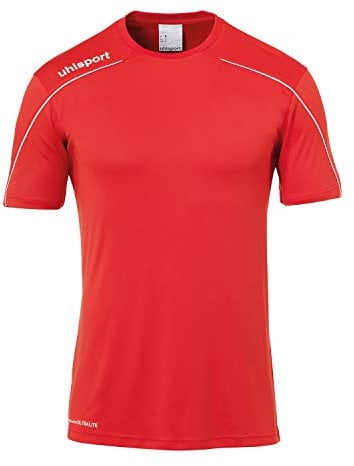 Uhlsport Stream 22 Short Sleeve Jersey Men, Fluo Orange/Black, Moisture Wicking Crew Neck Dry Tech, Size M