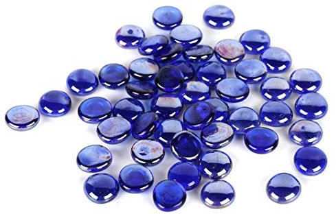 Houseables Glass Beads for Vases, Marbles for Vases, Glass Marbles, Filler, Blue Beads, Flat, Blue Gems, Crafts, Pebbles, Stones, Decorative Rocks, Plants, Florist, Floral, Fishbowl, 5 LBS, 400-500 PC