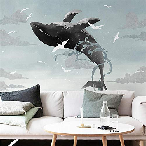 Papier peint 3D mural briques pour Wallpaper Papier peint fond de chambre à coucher grande baleine bleue de Méditerranée salon chambre à coucher fond papier peint430cm×300cm