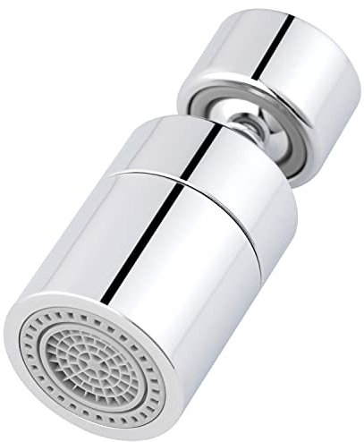 Waternymph Kitchen Sink Faucet Aerator Solid Brass 80-Degree Big Angle Swivel Faucet Aerator Dual-Function 2 Sprayer Kitchen Faucet Attachment Swivel Sprayer- 360-Degree Swivel- Polished Chrome(FM22)