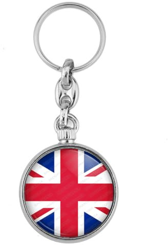 BADGMANIA | Porte clés Métal Drapeau Royaume-Uni Union Jack Flag Angleterre Anglais | Logo 33mm 2 faces