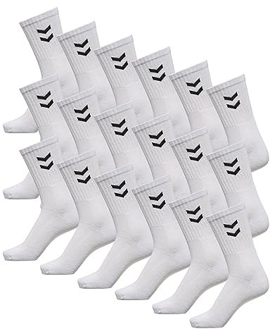 hummel Unisex Sportsocken Basic - 18er Pack I Weiß 41/45