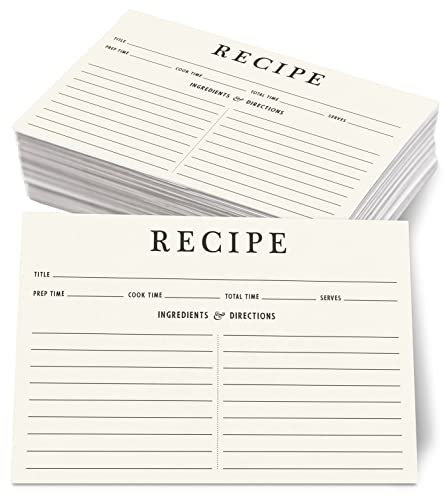 Neatz Klassische Rezeptkarten, 10,2 x 15,2 cm, 50 Stück, doppelseitig. Dicker Karton. Perfekt für Rezeptbox und Ordner