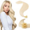 Elailite U Tip Hair Extensions Real Human Hair 100 Strands - Pre Bonded Keratin Nail Tip Extension - 100% Remy Hair Straight (#60 Platinum Blonde, 20-50g)