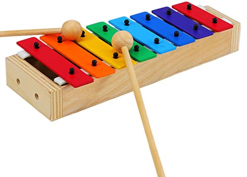 Summina Xylophon,Glockenspiel mit 8 Tasten und Holzschlägeln, Musikinstrument, Spielzeug, Geschenk für Kinder