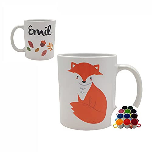 Taza Otoño Zorro con nombre personalizado – Naranja