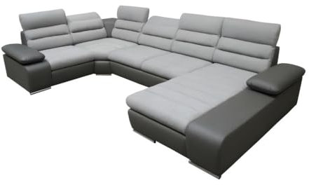 Vente-unique Wohnlandschaft mit Schlaffunktion - Ecke Rechts - Grau & Anthrazit - Boileau