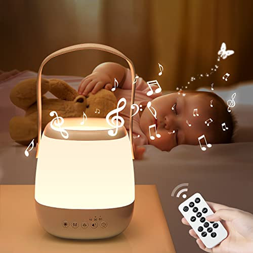 One Fire Kids Night Light - 12 White Noise & 35 RGB Lightings, Portable & Dimmable USB Rechargeable Night Lamp