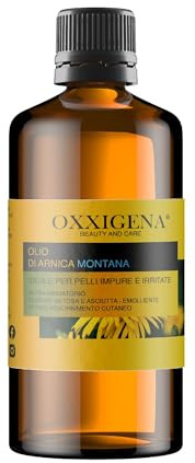 Oxxigena - Huile (Oleolito) d’Arnica Montana 100% Pure et Naturelle, Paquet de 1 L, Huile Idéale pour Mélanges de Massage contre Les Foulures, Contusions ou Douleurs, Utile sur la Peau Impure