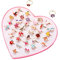 TFSYLISA 36 Pièces Bagues Enfants Fille,Réglables Bague avec Boîte De Coeur Rose,Bague Couleur Princesse,Ensemble de Bagues Petites Filles Pour Festival Cadeau Fête