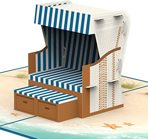 papercrush® Pop-Up Karte Strandkorb - 3D Geburtstagskarte für Urlaub am Meer, Tolles Geldgeschenk für Strandurlaub und Reise an Nordsee, Sylt & Ostsee Strand, Gutschein für Urlaubsreise & Urlaubsgeld