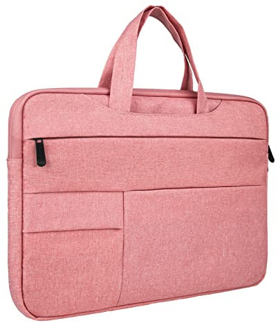 RAINYEAR Housse 16 Pouces Ordinateur Portable Sacoche Antichoc étanche Pochette de Protection Laptop Computer avec Poignée et Poches Compatible avec MacBook 16 M1 Pro Max A2485, Rose