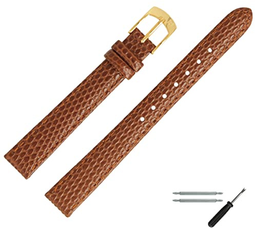 MARBURGER Uhrenarmband 12mm Leder Eidechse Prägung - Werkzeug Montage Set 78012