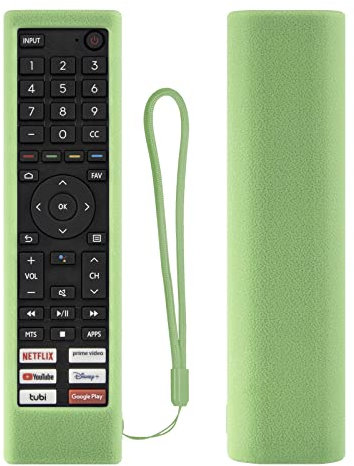 Copertura Protettiva in Silicone Verde Luminoso per Hisense ERF3A80 ERF3F80H ERF3I80H ERF3J80H ERF3W80H Telecomando Vocale, Copertura Remota Antiurto, Lavabile, Anti-Perso (Bagliore in verde scuro)