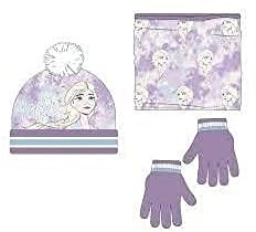 CERDÁ LIFE'S LITTLE MOMENTS 3 Pièces de La Reine des Neiges II-Ensemble Bonnet, Couvre-Cou et Gants d'hiver pour Fille de Couleur Violet, Taille Unique