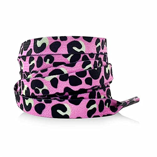 GIVBRO Lacci per scarpe con stampa leopardata Lacci di ricambio per scarpe casual da passeggio rosa, 140 cm