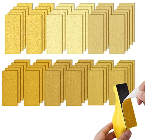 Viaky Sanding Paper 61Pcs, 30 x 93mm Sandpaper Mixed 80 120 180 240 400 600 Assort Grit, Hook and Loop Assortment Sand Paper with Detail Sanding Tools for Car, Wood, Walls, Detail Corner Polishing