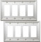 OKAWYC Quadruple Decorator Metal Wall Plate, Brushed Nickel, 4 Gang Quadruple Rocker 2-Pack, for Receptacle Dimmer Switch GFCI Outlet, Switch Cover Decorative Wallplate, Durable