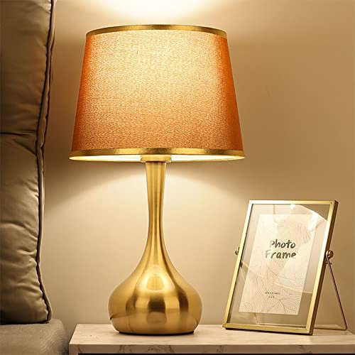Mengjay Moderne Tischlampe hoch 42cm,Luxus Nachttischlampe,Tischleuchte mit Stoffschirm und Metallfuß,E27,Dekolampe für Schlafzimmer, Wohnzimmer, Hotel (Red)