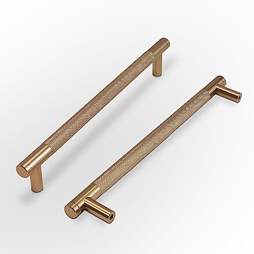 COTYKILEY 10 Pack 7.5 Inch(192mm) Champagne Copper Knurled Cabinet Handles Gold Knurled Kitchen Cabinet Pulls Cabinet Door Handles Kitchen Cabinet Hardware