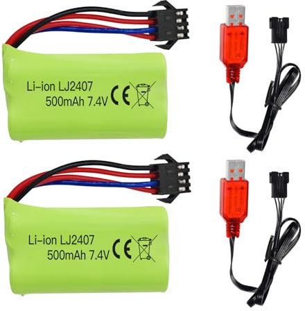 2PCS 7.4V 500mah SM-4P Stecker Ladebatterie mit USB Ladekabel für EC16 DE85 RC Spielzeugauto Modell Off-Road Fahrzeug Batterie M416 elektrische Gel Ball Blaster Backup Batterie