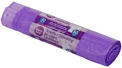 Perfect Scents 50L Litre Scented Drawstring Bin Liners - Lavender - (8x10 Pack)