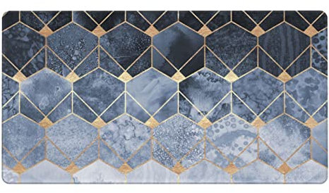 EVANEM Blue Hexagons And Diamonds Großes Mauspad Große rutschfeste Gaming-Mauspad Genähte Kanten Computertastatur Mauspad Schreibtischunterlage 40 × 75 cm
